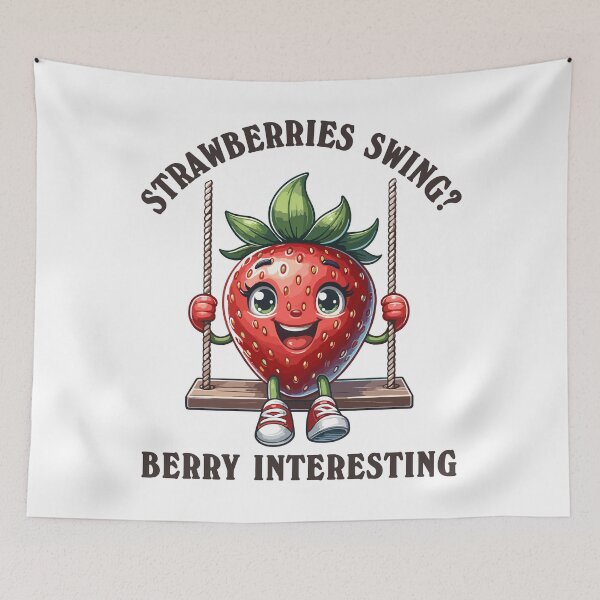Item preview, Strawberry On A Swing Berry Interesting Cartoon Style designed and sold by CosyTeal.