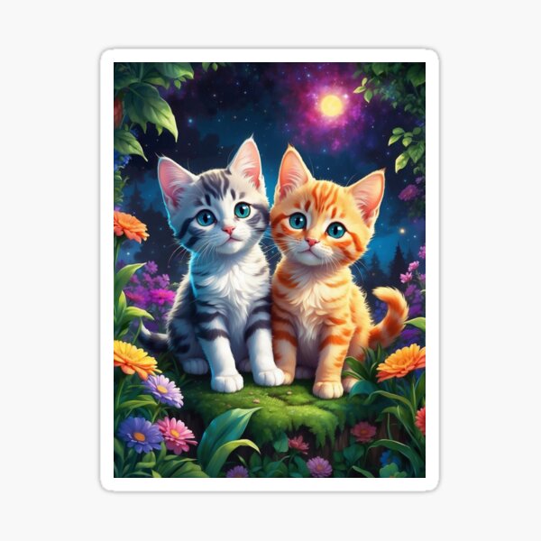 cute baby cat brothers Sticker