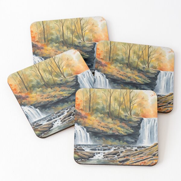 Item preview, Converging Waterfalls in an Autumnal Forest designed and sold by Country-Artist.
