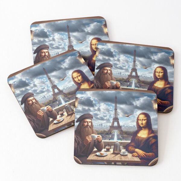 Item preview, The Mona Lisa drinking coffee with Leonardo da Vinci in Paris designed and sold by Theudric.