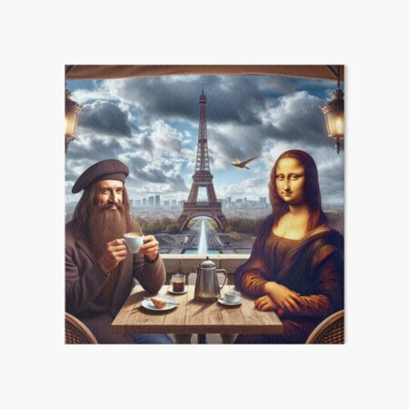 Artikel-Vorschau von Die Mona Lisa beim Kaffeetrinken mit Leonardo da Vinci in Paris, designt und verkauft von Theudric.