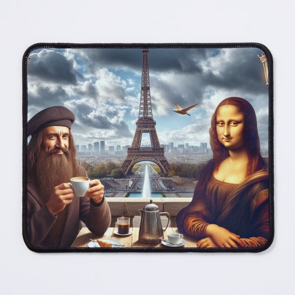 Item preview, The Mona Lisa drinking coffee with Leonardo da Vinci in Paris designed and sold by Theudric.