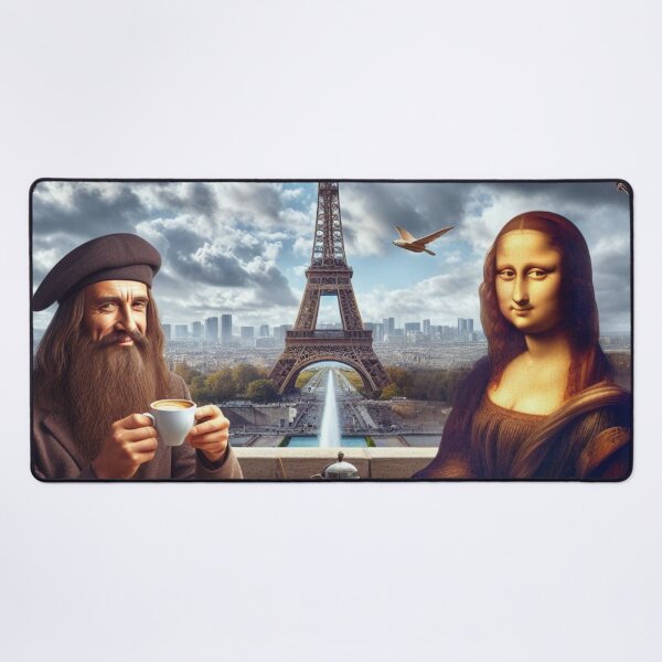 Item preview, The Mona Lisa drinking coffee with Leonardo da Vinci in Paris designed and sold by Theudric.