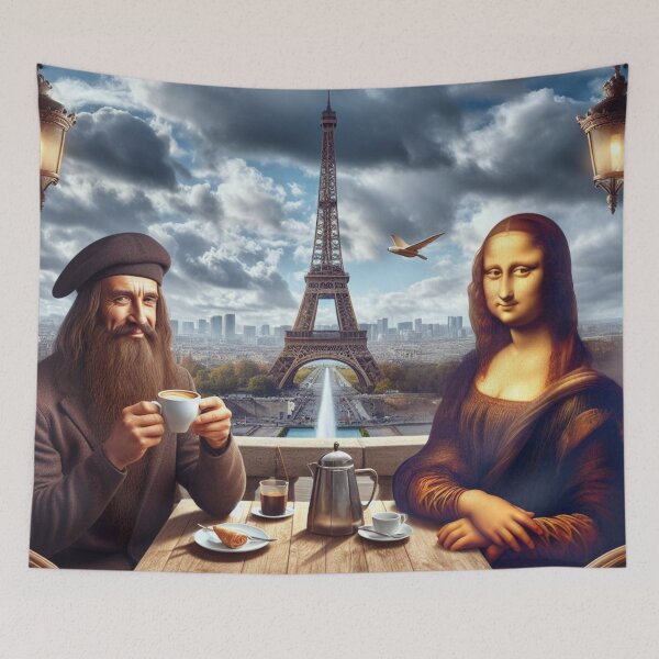 Item preview, The Mona Lisa drinking coffee with Leonardo da Vinci in Paris designed and sold by Theudric.
