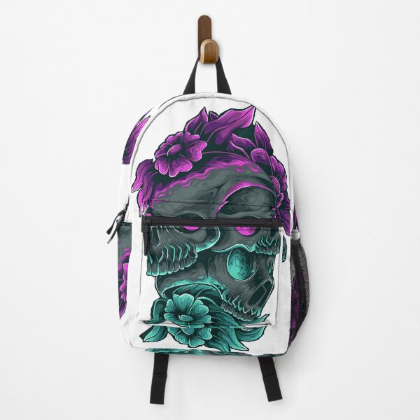 Item preview, Neon Purple Flowers Skull Art designed and sold by The Qash.