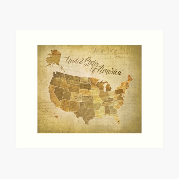 Item preview, Vintage United States of America (USA) Map with Constitution, Bill of Rights faded in background designed and sold by jitterfly.