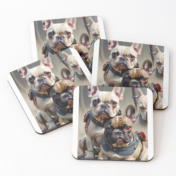 Item preview, Two French Bulldogs as Colonial Troops on the battle field fantasy art pic designed and sold by PineappleBlend.
