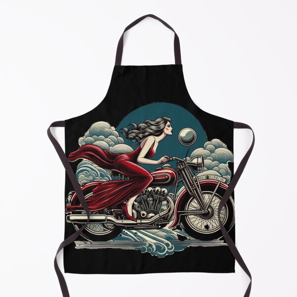 Item preview, Girl in a velvet dress Riding A vintage motorcycle designed and sold by BoldandBiker.