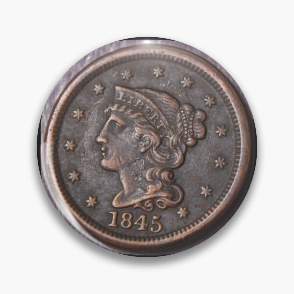 Item preview, 1845 Braided Hair Large Cent XF Dark designed and sold by coinsxcrochet.