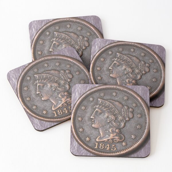 Item preview, 1845 Braided Hair Large Cent XF Dark designed and sold by coinsxcrochet.