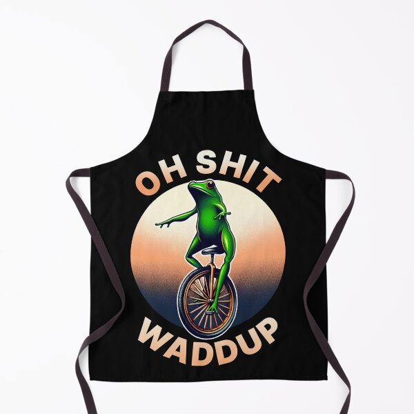 Item preview, Oh Shit Waddup Frog on Unicycle | Funny Meme Quote | Meme designed and sold by AngryBlackDog.