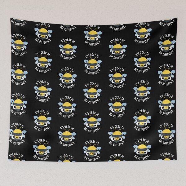 Item preview, It's Okay To Bee Different Funny Bug Pun (Dark BG) designed and sold by punnybone.