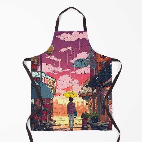 Item preview, Person with an umbrella walks between shops. designed and sold by ArrangedDesigns.