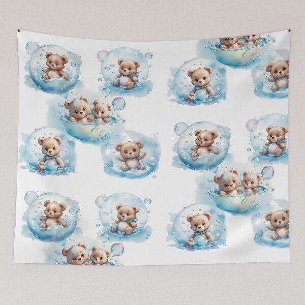 Item preview, Bubbly Bliss: Adorable Teddy Bear Bathes in a Sea of Soapy Suds designed and sold by HendAhabib.