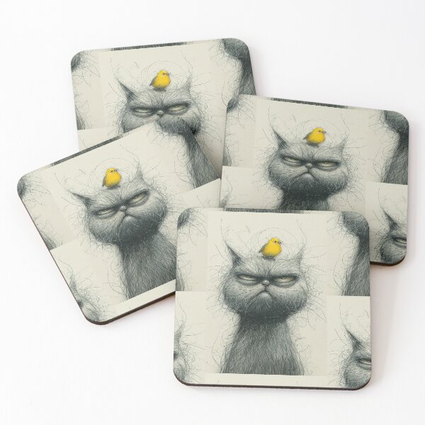 Item preview, Annoyed Cat in a Canary Hat: Minimalistic Expression designed and sold by Piotrek0001.