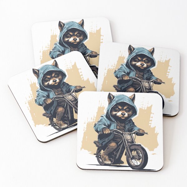 Item preview, cool hooded wolf on a bike designed and sold by VirtualArtGuy.