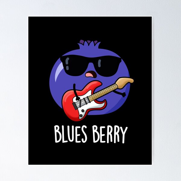 Item preview, Blues Berry Funny Fruit Pun (Dark BG) designed and sold by punnybone.