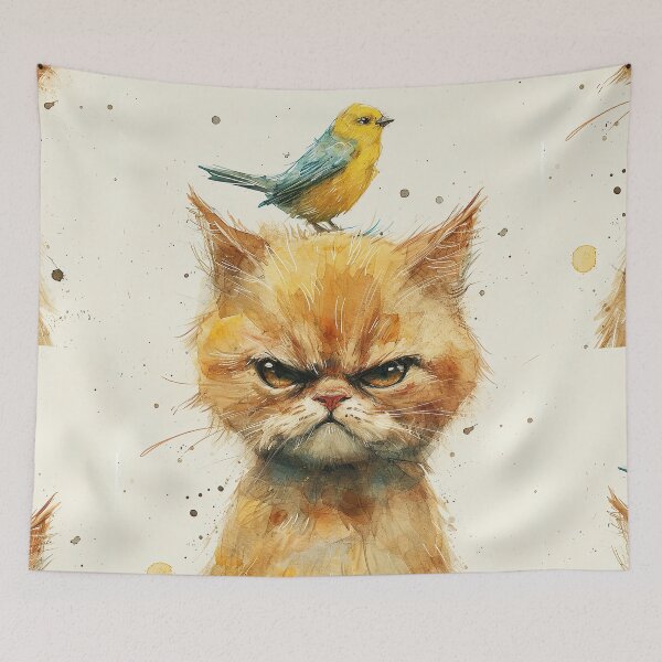 Item preview, Annoyed Cat in a Canary Hat: Minimalistic Expression designed and sold by Piotrek0001.