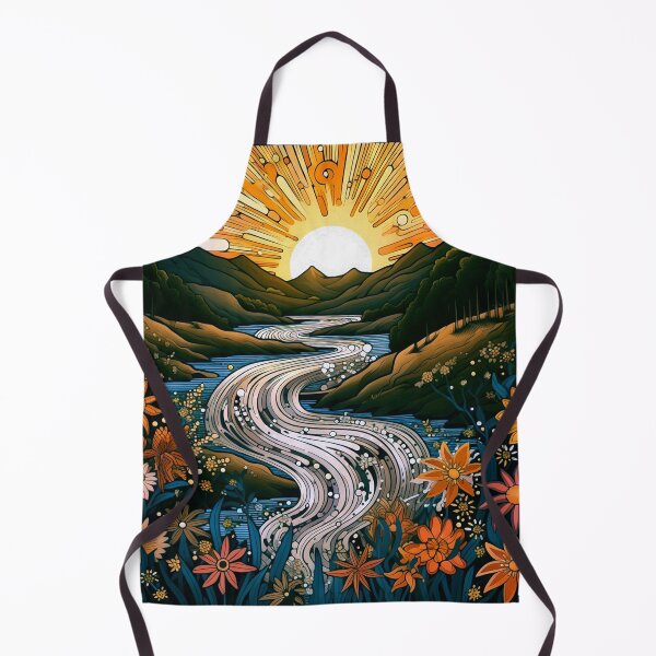 Item preview, Bohemian Wildflower River Landscape in Folk Art Style  designed and sold by Neika Shimm Designs.
