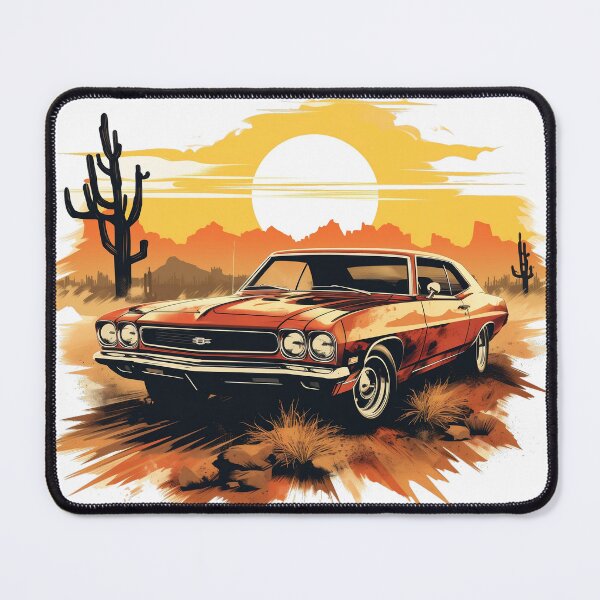 Item preview, classic muscle car at sunset illustration designed and sold by VirtualArtGuy.