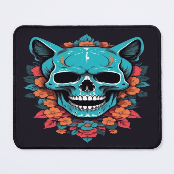 Item preview, Blue Cat Skull with Vibrant Flowers for cat lovers designed and sold by dimaxstore.