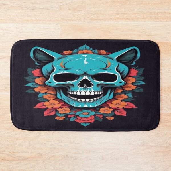 Item preview, Blue Cat Skull with Vibrant Flowers for cat lovers designed and sold by dimaxstore.