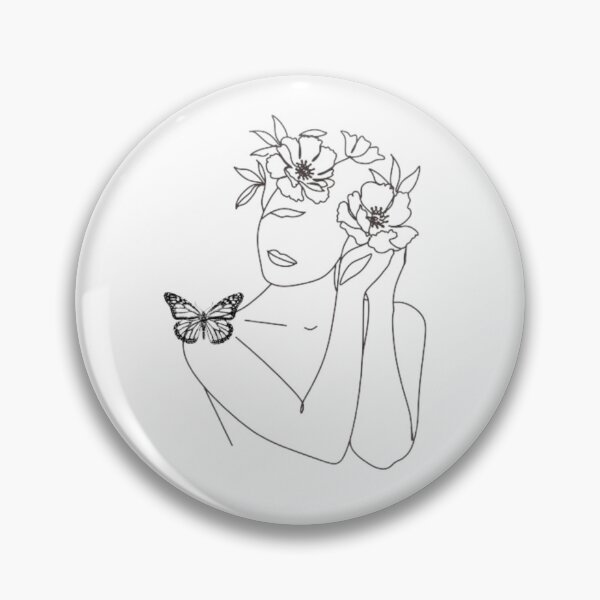 Item preview, Line art flower head woman and butterflye,Floral portrait,Elegant creation designed and sold by kozlebozle007.