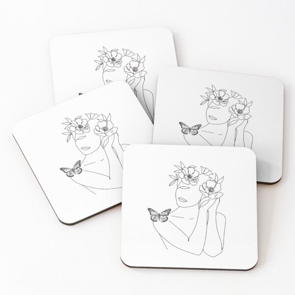 Item preview, Line art flower head woman and butterflye,Floral portrait,Elegant creation designed and sold by kozlebozle007.