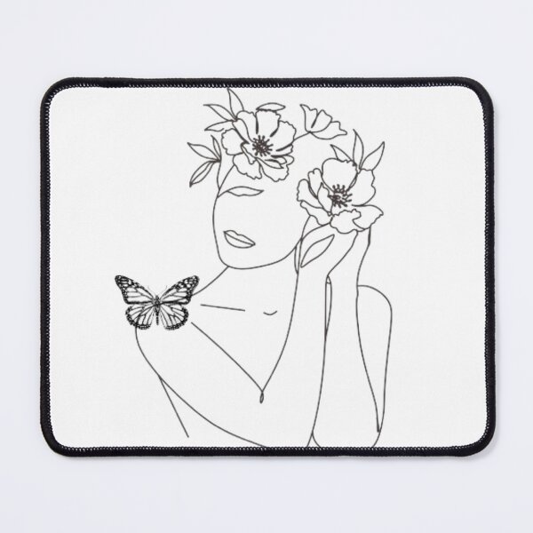 Item preview, Line art flower head woman and butterflye,Floral portrait,Elegant creation designed and sold by kozlebozle007.