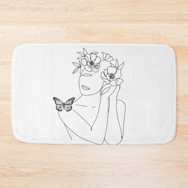 Item preview, Line art flower head woman and butterflye,Floral portrait,Elegant creation designed and sold by kozlebozle007.
