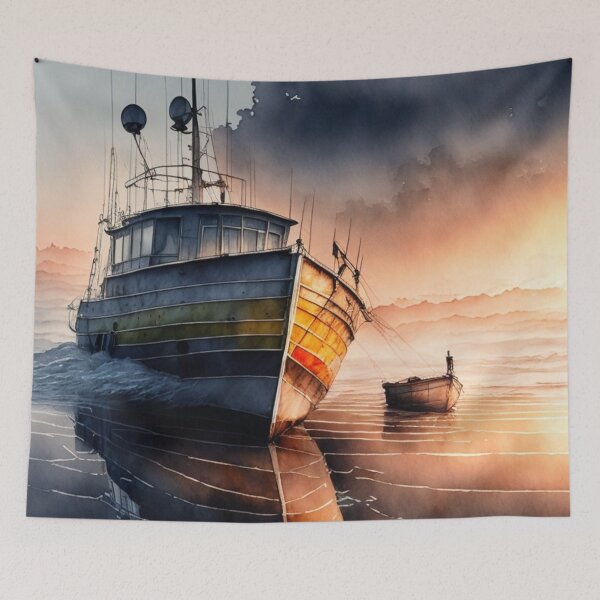 Item preview, Watercolor ship designed and sold by Jeyran Piraliyeva.