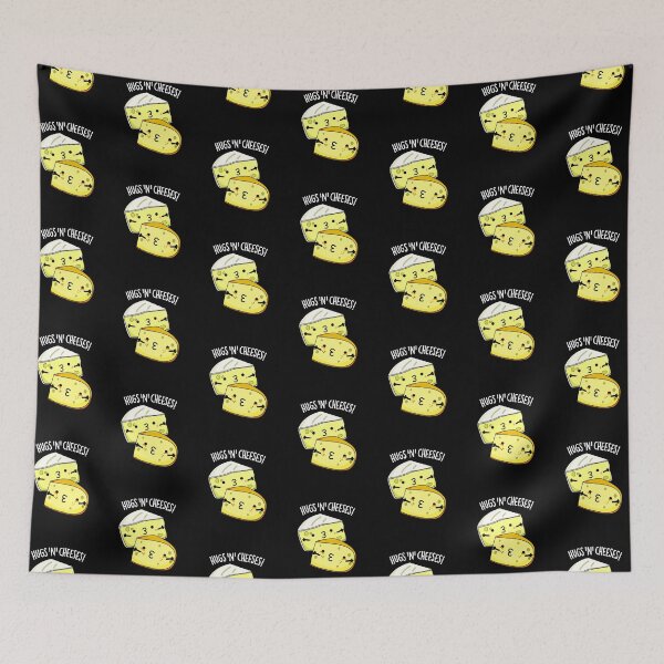 Item preview, Hugs And Cheeses Funny Cheese Pun (Dark BG) designed and sold by punnybone.