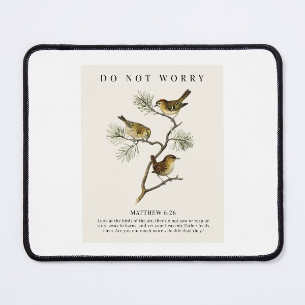 Item preview, Vintage Bird Illustration With Matthew 6:26 Bible Verse Do Not Worry designed and sold by SavedThruFaith.
