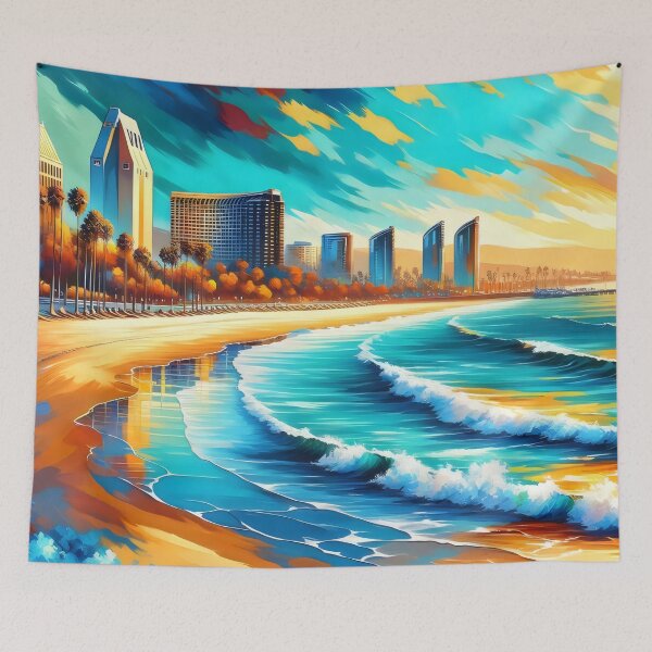 Item preview, San Diego Sunset Bliss - Vibrant Beach Canvas Art designed and sold by ElLocoMus.