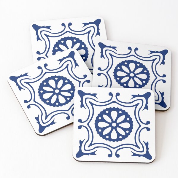 Item preview, Hamptons Navy Blue and White Moroccan Tile Pattern designed and sold by HotHibiscus.