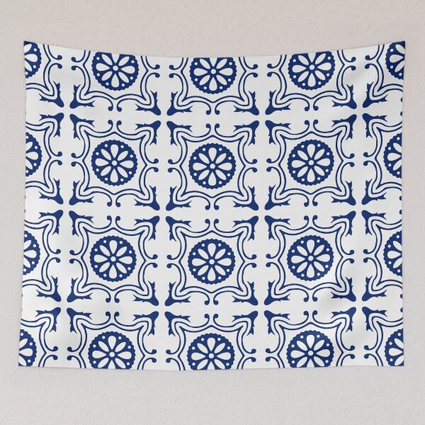 Item preview, Hamptons Navy Blue and White Moroccan Tile Pattern designed and sold by HotHibiscus.