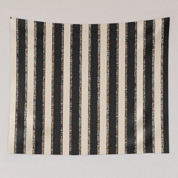 Item preview, Painted Ladies – Antique Portraits - Cream and Black Stripes designed and sold by SageFolio.