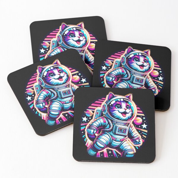 Item preview, Happy cat as an astronaut in 80s synthwave style designed and sold by SpecialtiesShop.