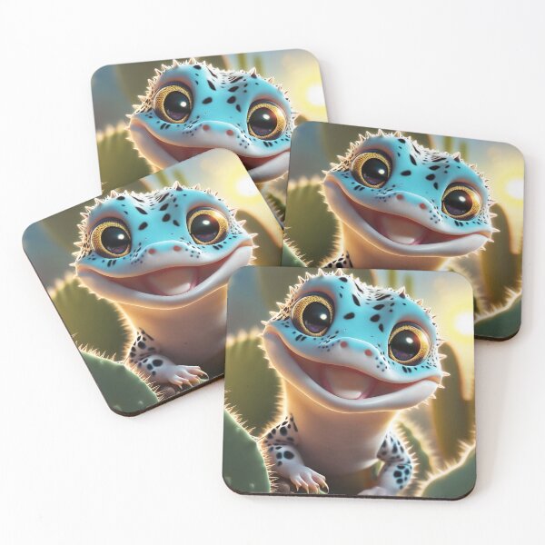 Item preview, smiling light blue gecko designed and sold by pedrogom.