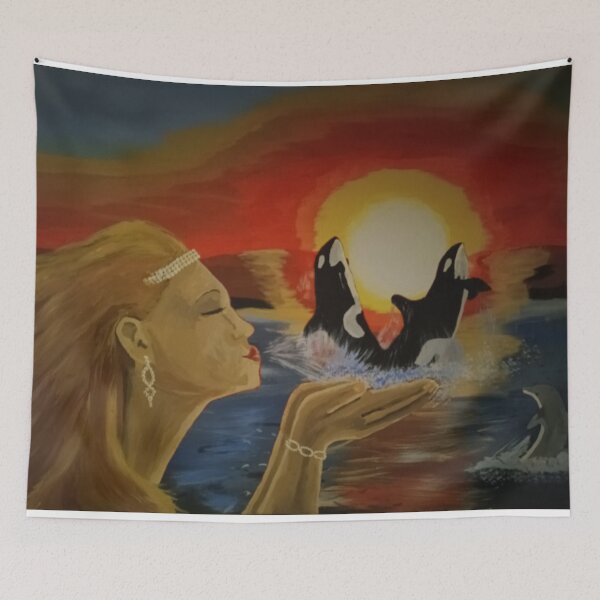 Item preview, Princess by the sea, protected by orcas and dolphins designed and sold by derrobl.
