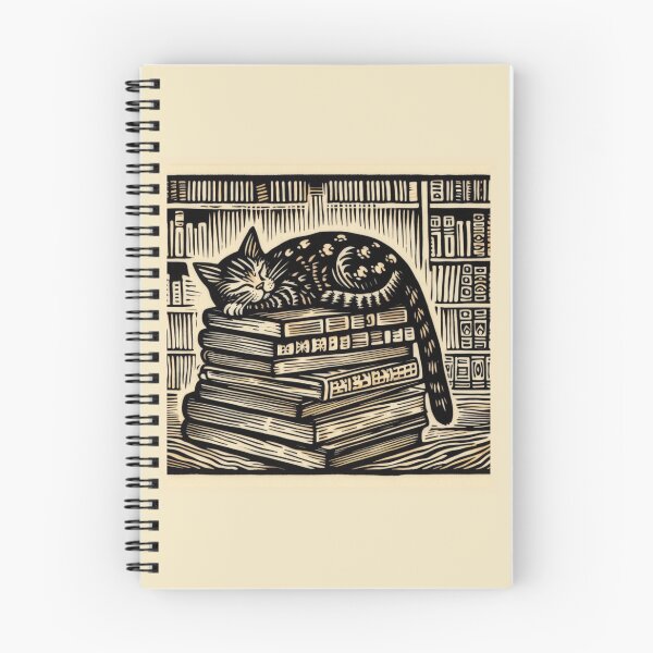 Item preview, Woodcut Library Cat designed and sold by pseudosiren.
