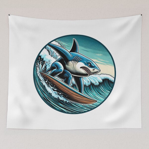 Item preview, Shark Surfing | Shark | Surf | Retro Surf Design designed and sold by ShopCoolStop.