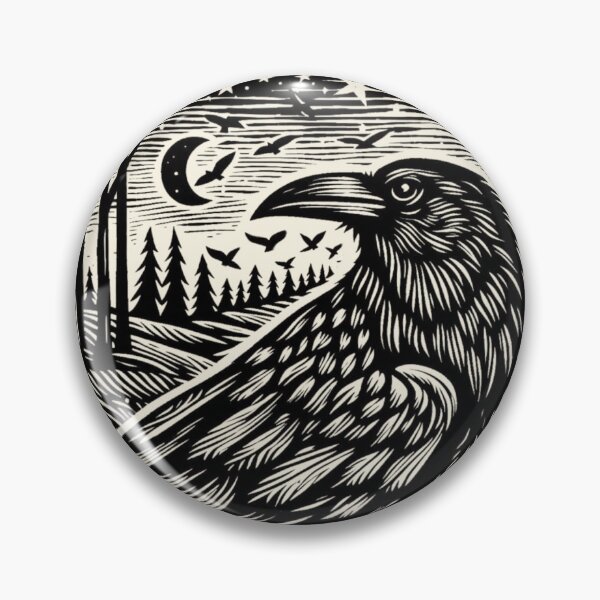 Item preview, Woodcut Art Crow Familiar designed and sold by pseudosiren.