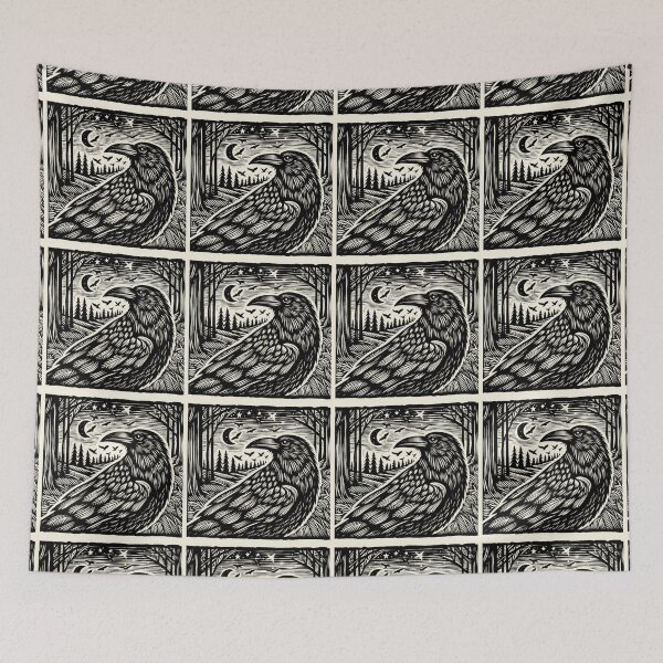 Item preview, Woodcut Art Crow Familiar designed and sold by pseudosiren.