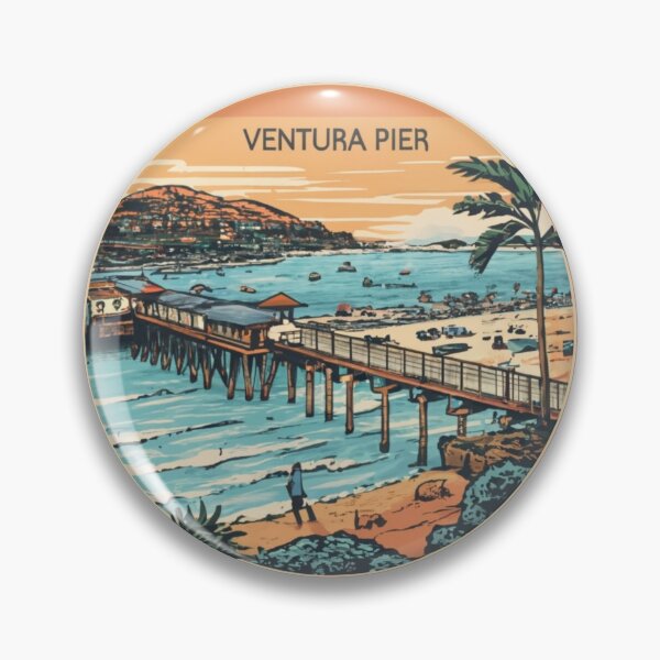 Item preview, Ventura, California | Aerial view drawing of Ventura Pier designed and sold by CircinusStore.
