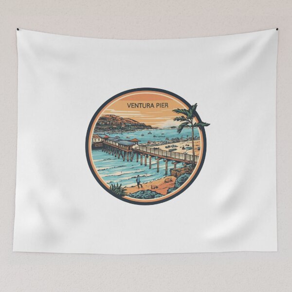 Item preview, Ventura, California | Aerial view drawing of Ventura Pier designed and sold by CircinusStore.