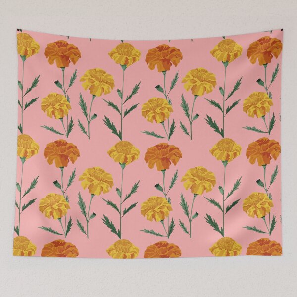 Item preview, Orange and Yellow Marigold Flowers Pattern designed and sold by PatternInArt.