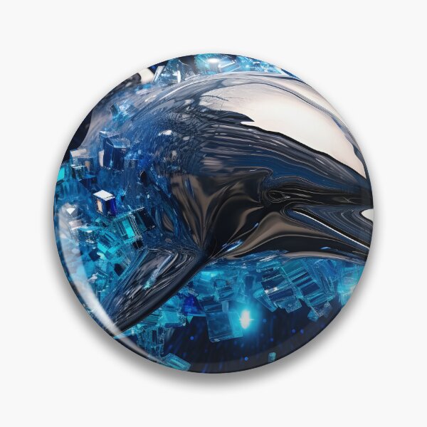 Item preview, Broken glass neon blue chrome dolphin print designed and sold by dcrc.
