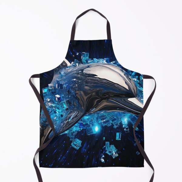 Item preview, Broken glass neon blue chrome dolphin print designed and sold by dcrc.