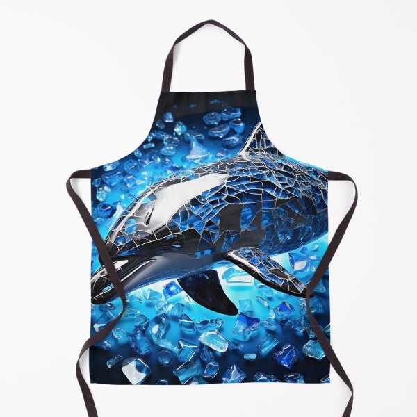 Item preview, Broken glass neon blue chrome dolphin print designed and sold by dcrc.